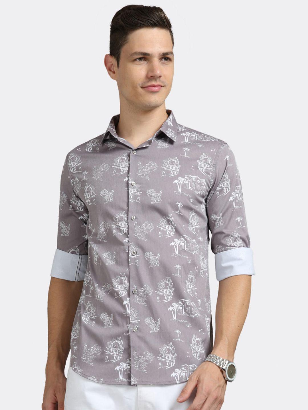 badmaash slim fit conversational printed casual shirt