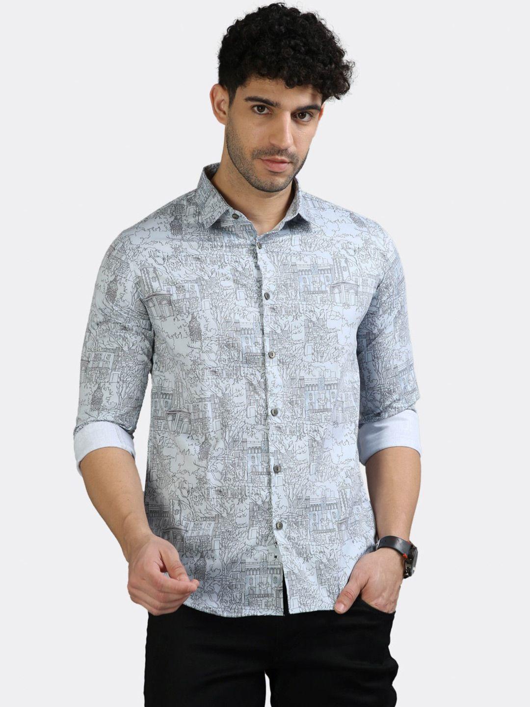 badmaash slim fit conversational printed casual shirt