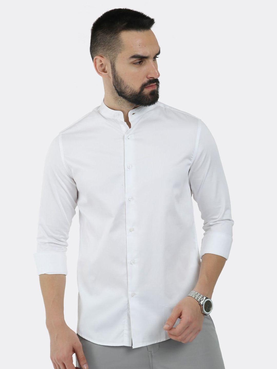 badmaash band collar comfort slim fit casual satin shirt