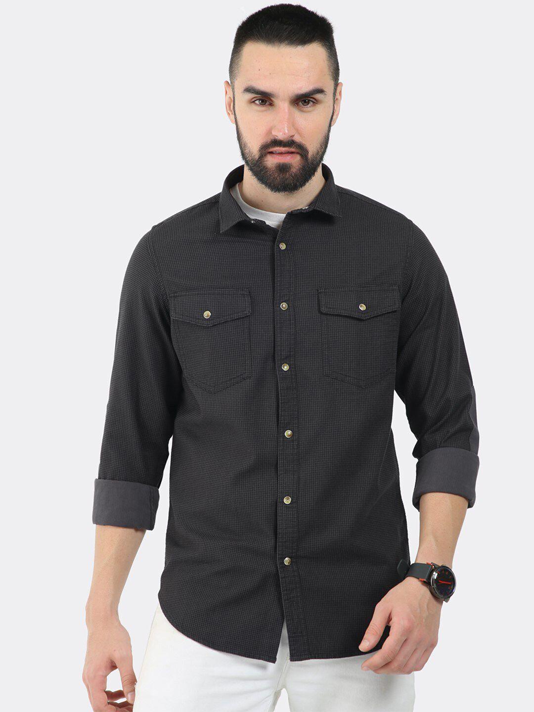 badmaash checked comfort slim fit cotton casual shirt