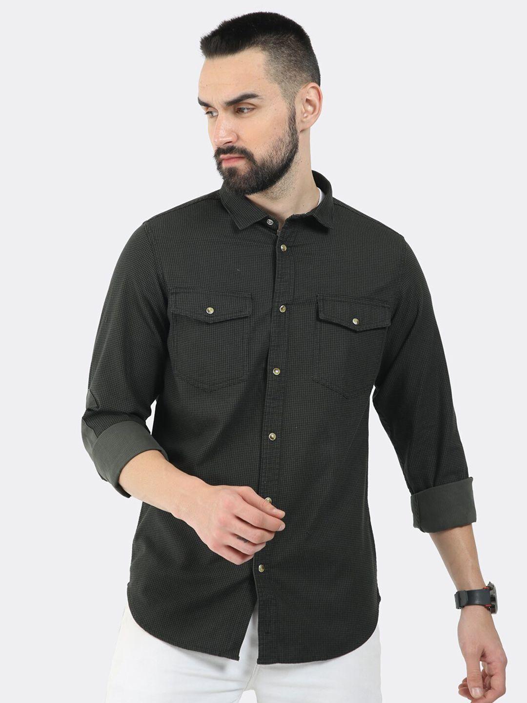 badmaash checked comfort slim fit cotton casual shirt