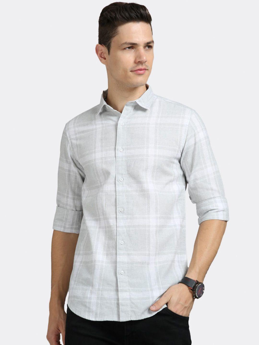 badmaash checked slim fit linen cotton casual shirt