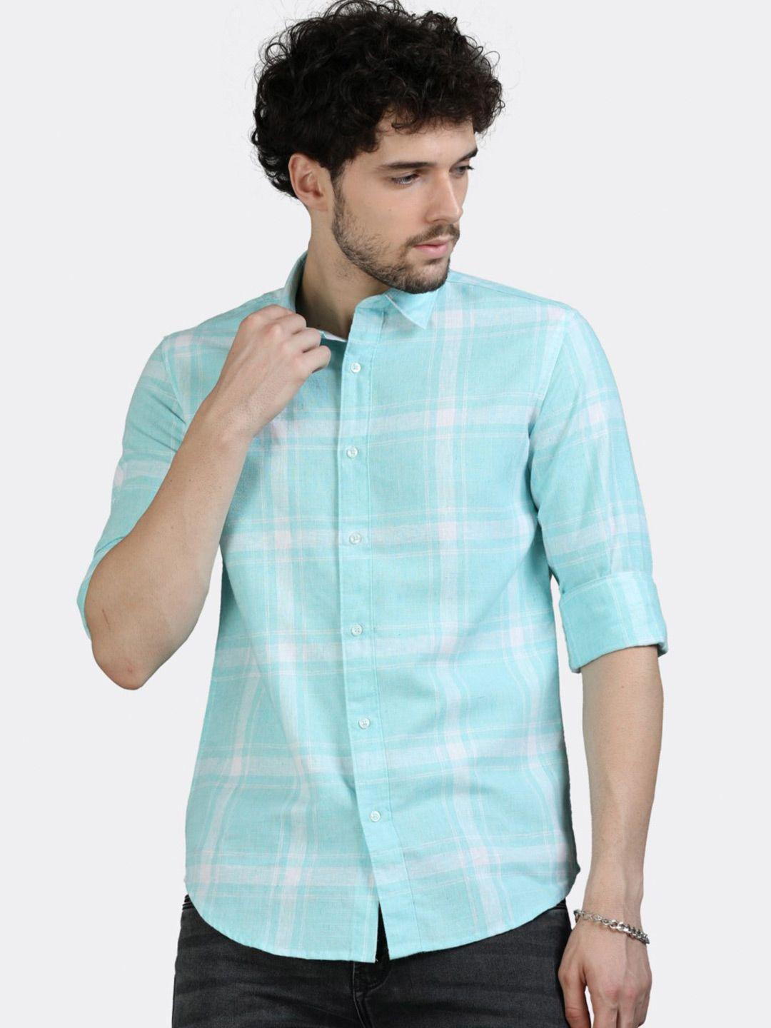 badmaash checked slim fit opaque cotton casual shirt
