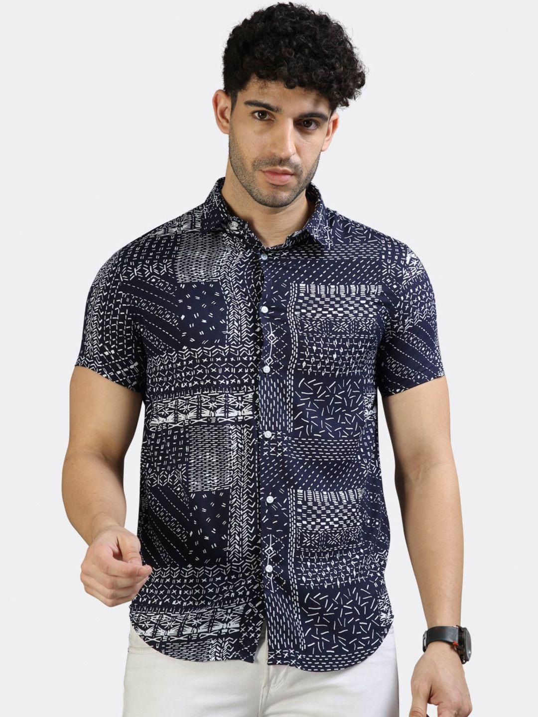 badmaash ethnic motifs printed slim fit opaque casual shirt