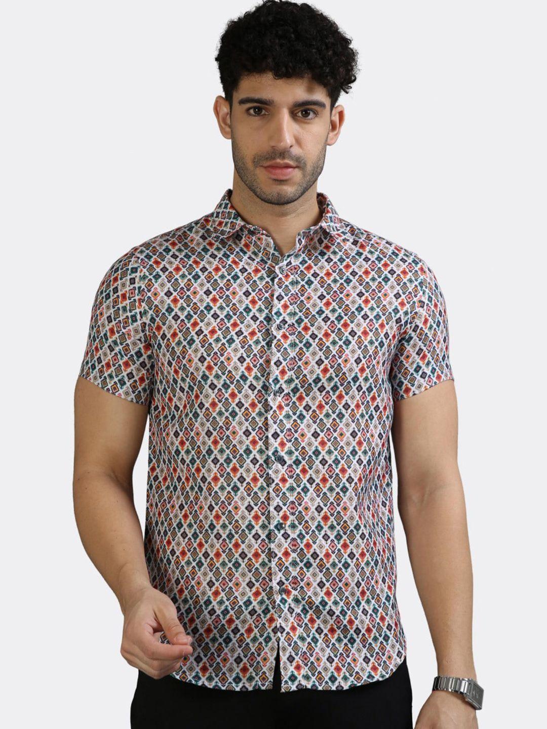 badmaash ethnic motifs printed slim fit opaque cotton casual shirt