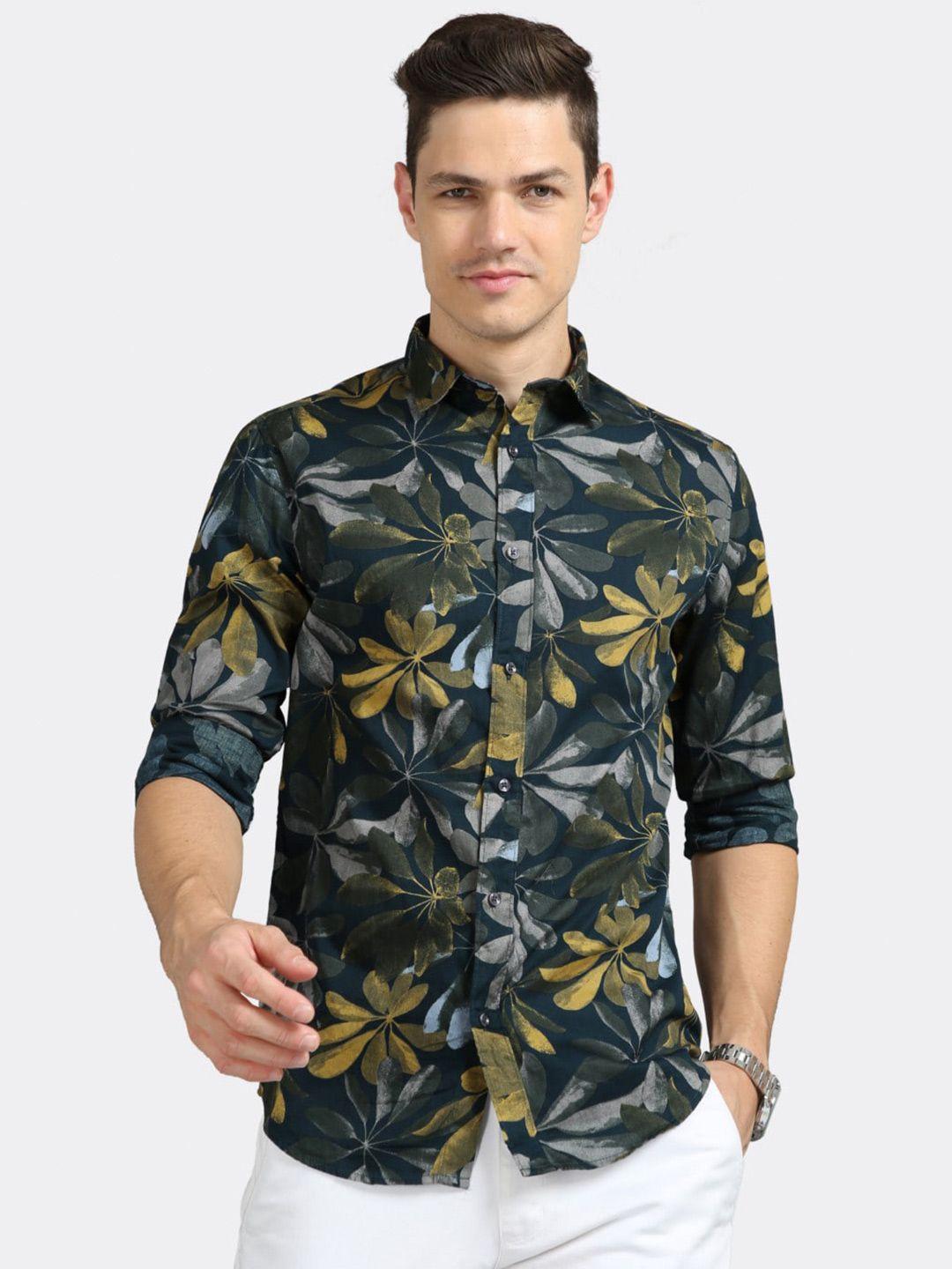 badmaash floral printed slim fit opaque pure cotton casual shirt