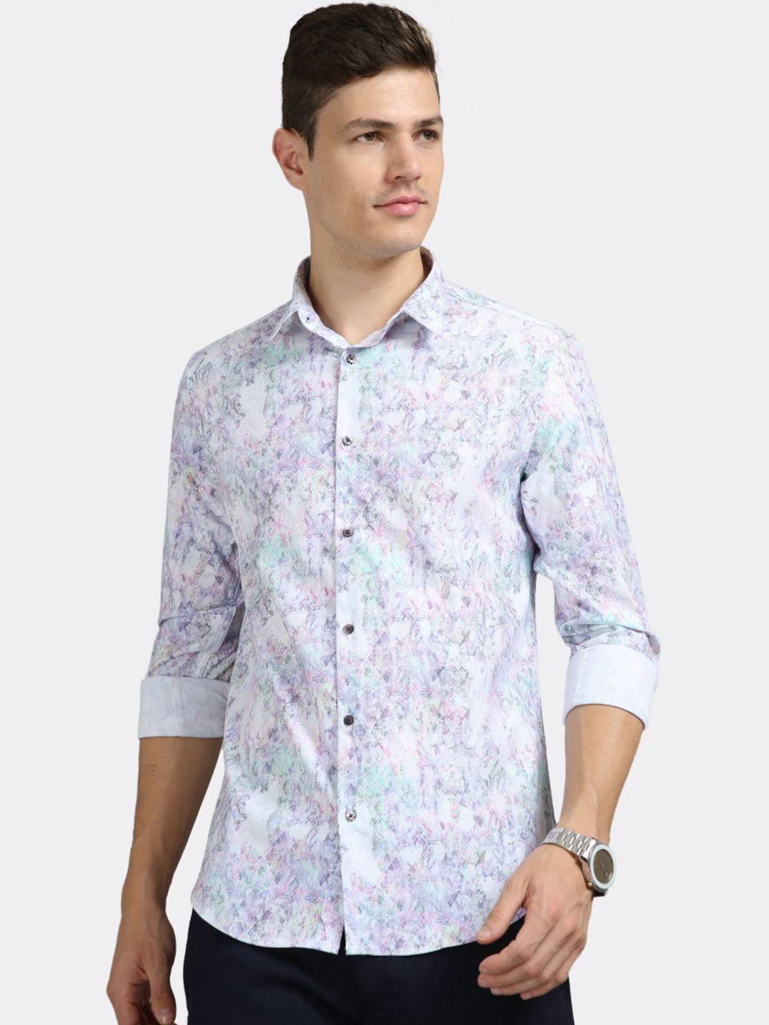 badmaash geometric printed slim fit opaque cotton casual shirt