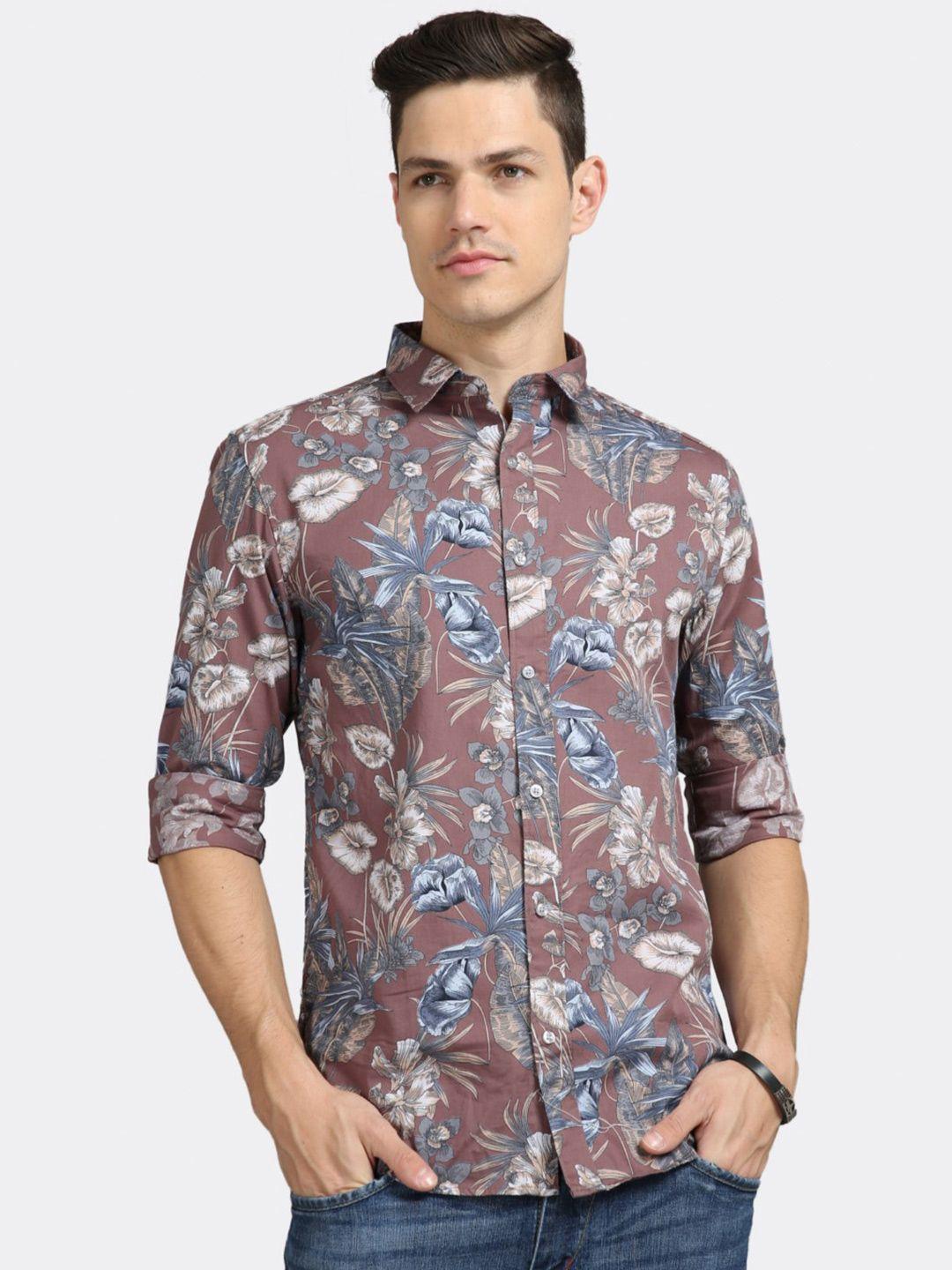 badmaash men multicoloured slim fit floral opaque printed casual shirt