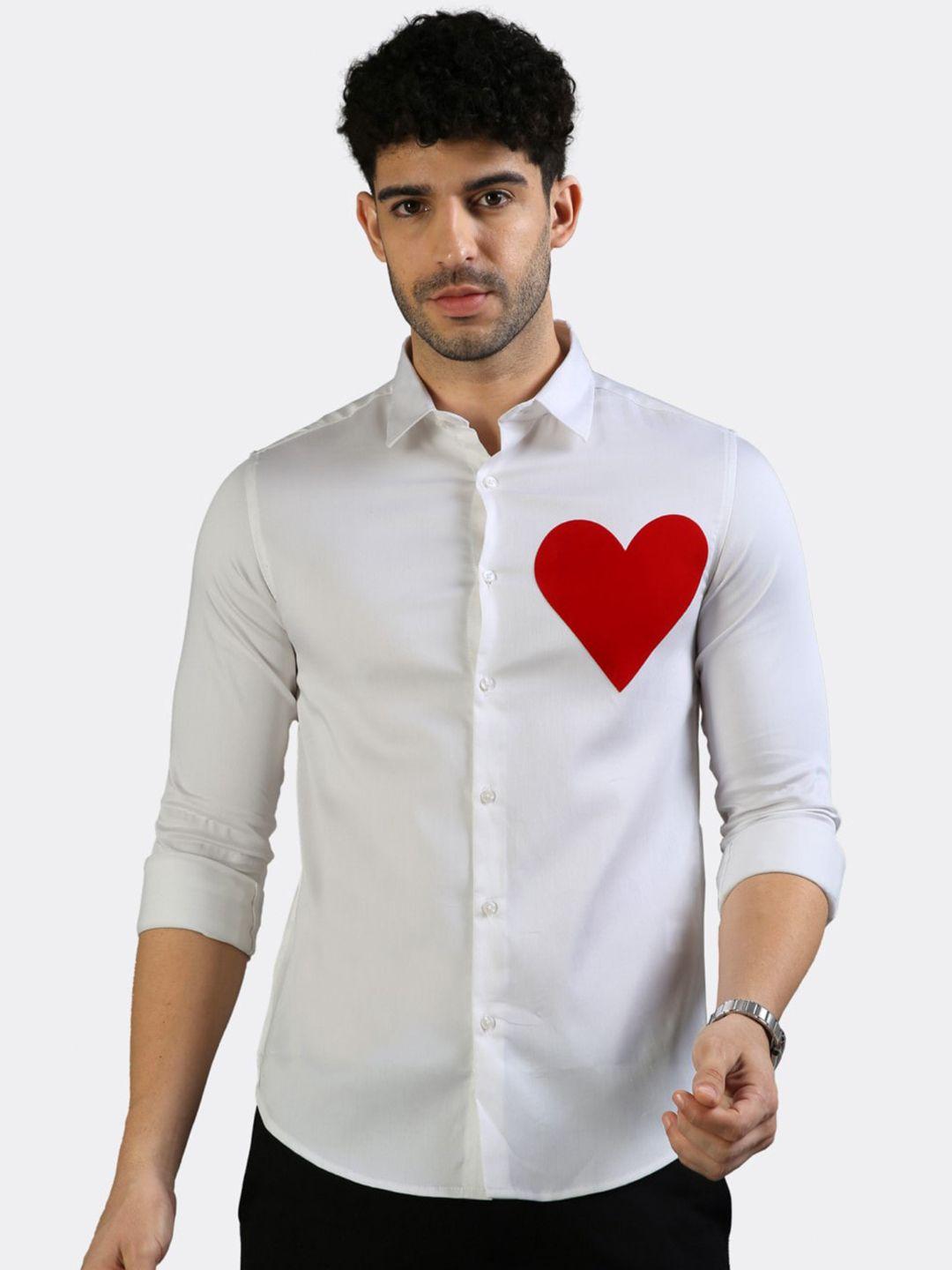 badmaash men white slim fit opaque casual shirt