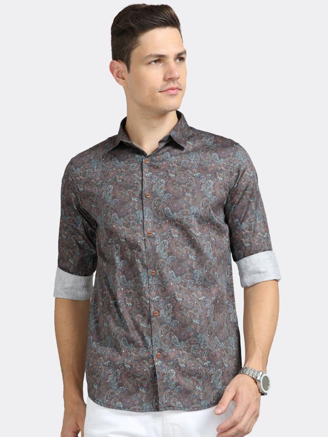 badmaash paisley printed slim fit pure cotton casual shirt