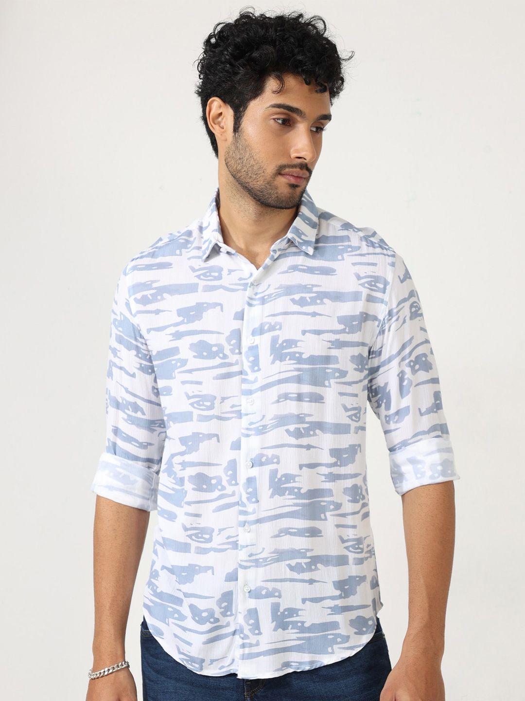 badmaash slim fit abstract printed casual shirt