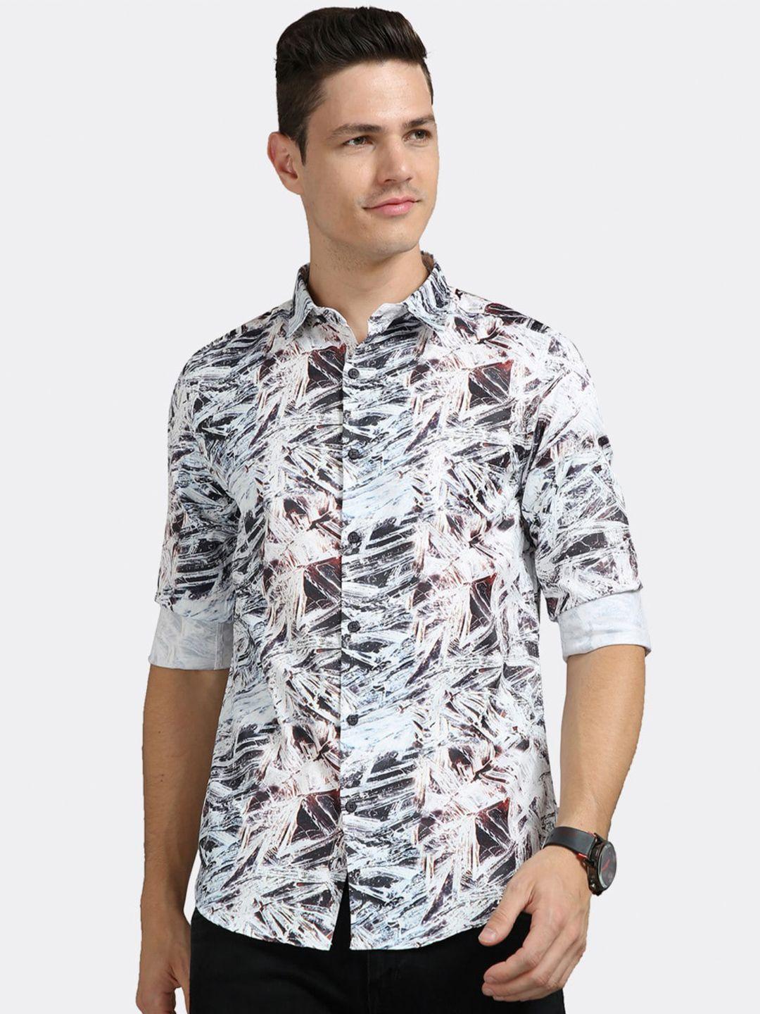 badmaash slim fit abstract printed pure cotton casual shirt