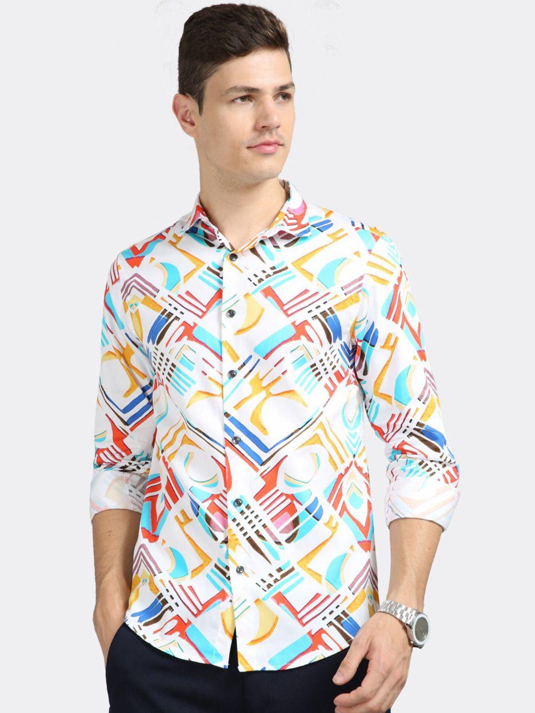 badmaash slim fit abstract printed pure cotton casual shirt