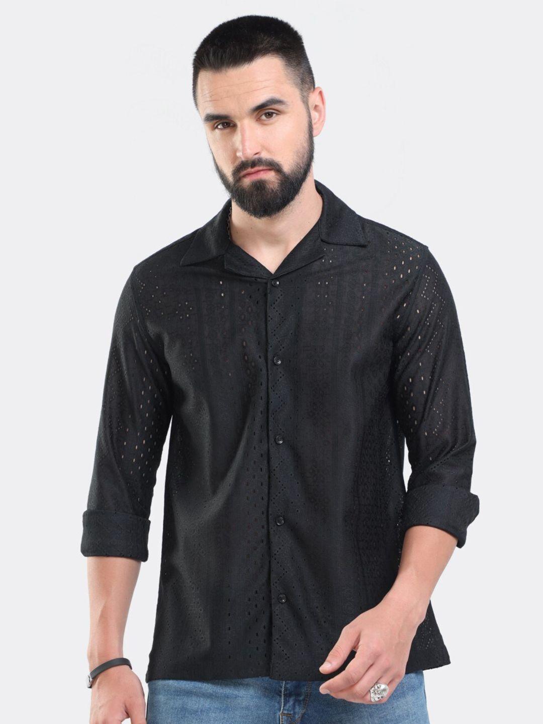 badmaash slim fit classic schiffli casual shirt