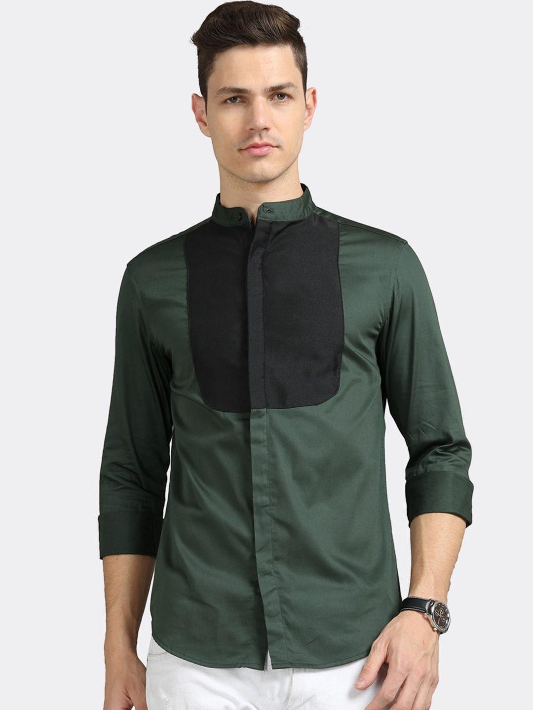 badmaash slim fit colourblocked pure cotton casual shirt