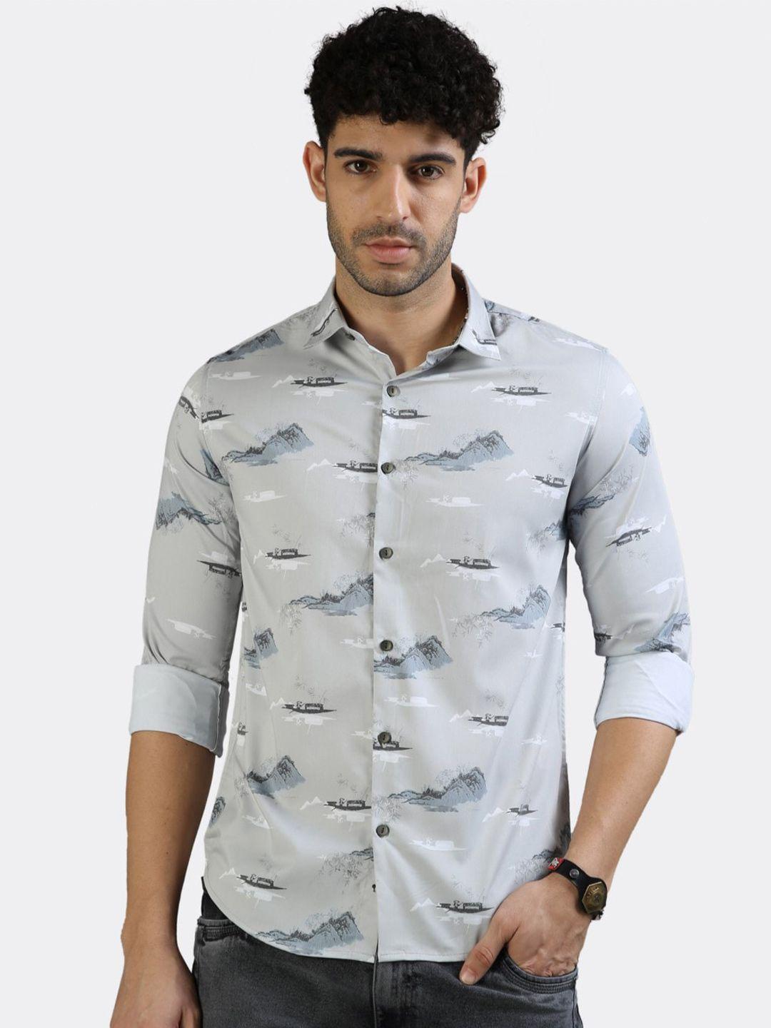 badmaash slim fit conversational printed casual shirt