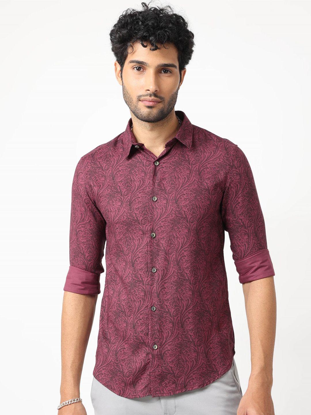 badmaash slim fit floral printed casual shirt