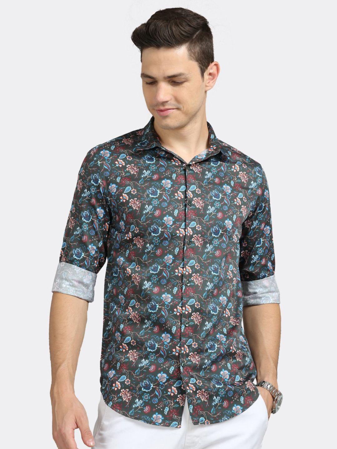 badmaash slim fit floral printed pure cotton casual shirt