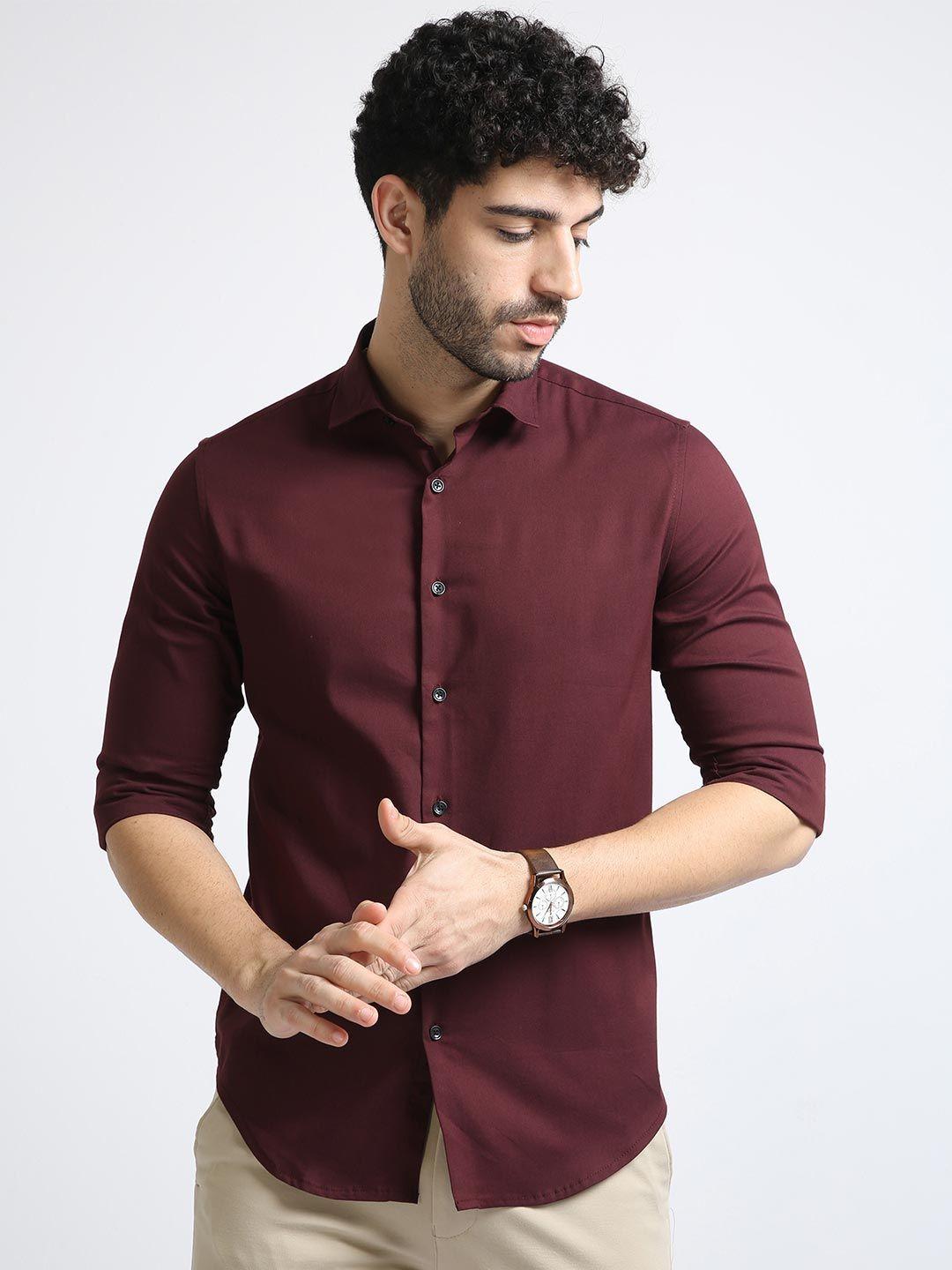 badmaash slim fit opaque pure cotton casual shirt