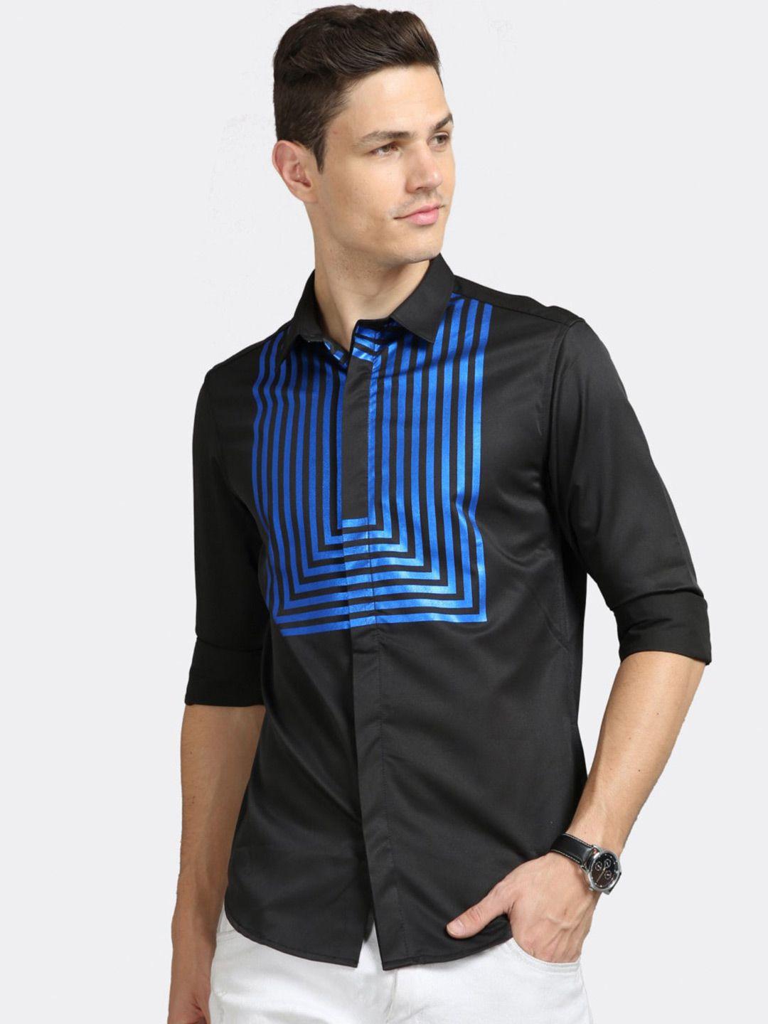 badmaash slim fit striped spread collar pure cotton casual shirt