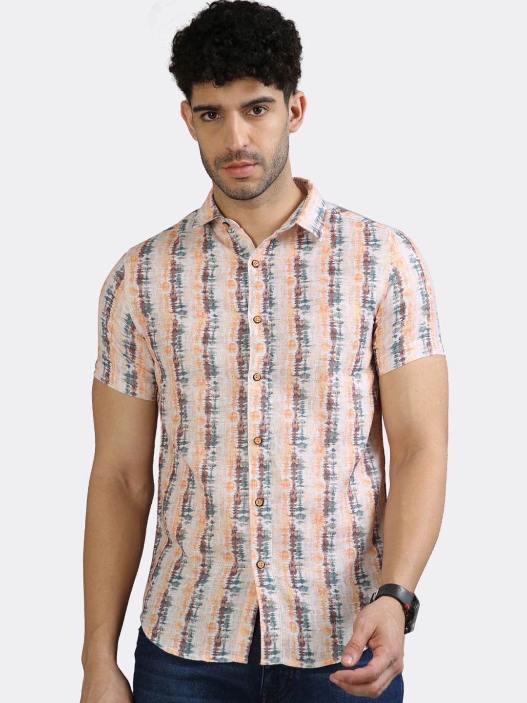 badmaash slim fit tie & dye short sleeves casual shirt