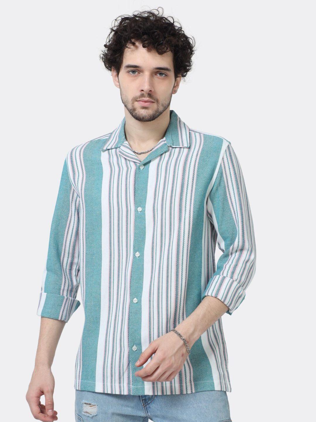 badmaash slim fit vertical striped casual pure cotton shirt