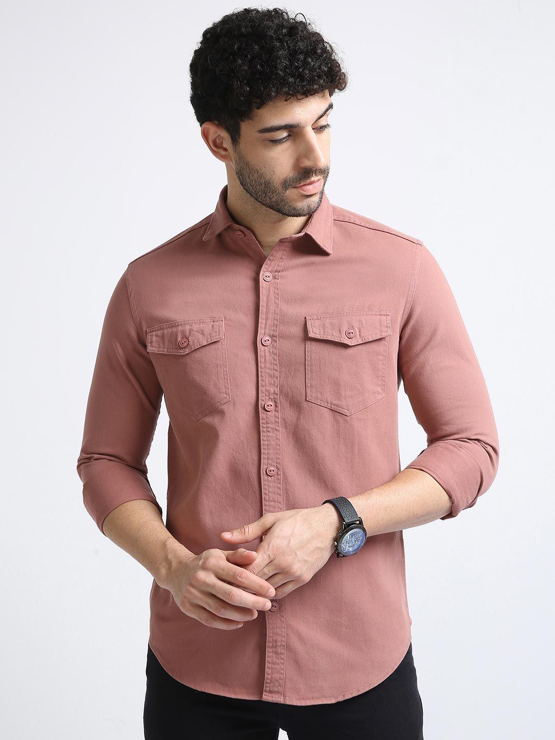 badmaash spread collar slim fit cotton casual shirt