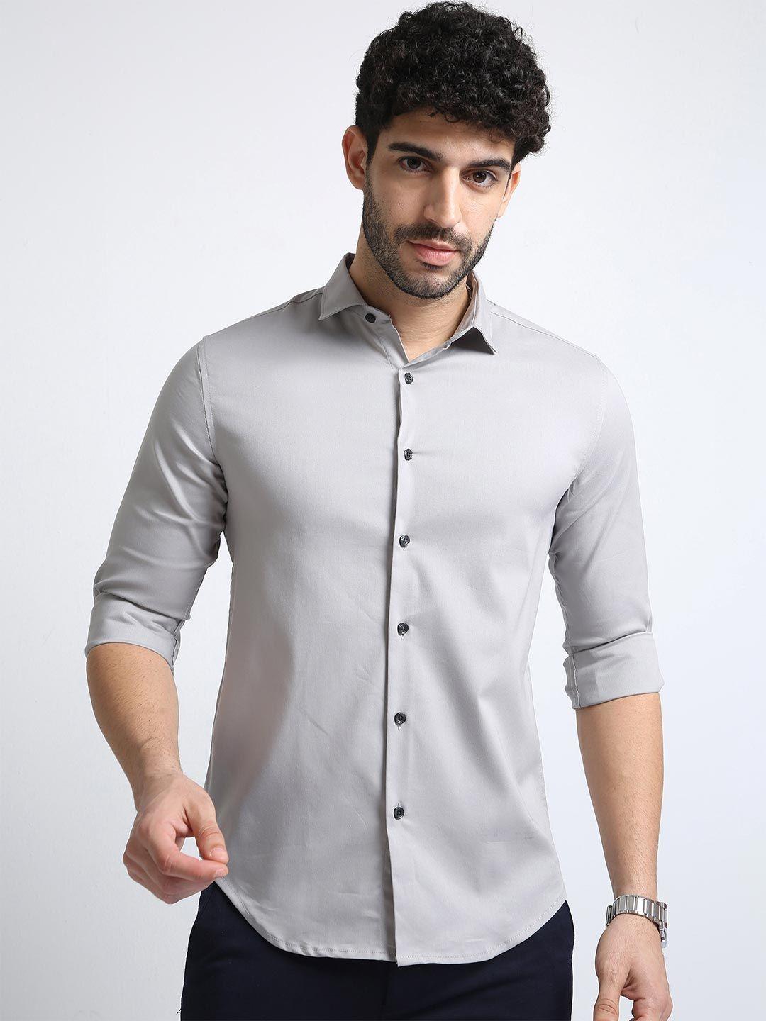 badmaash spread collar slim fit cotton casual shirt