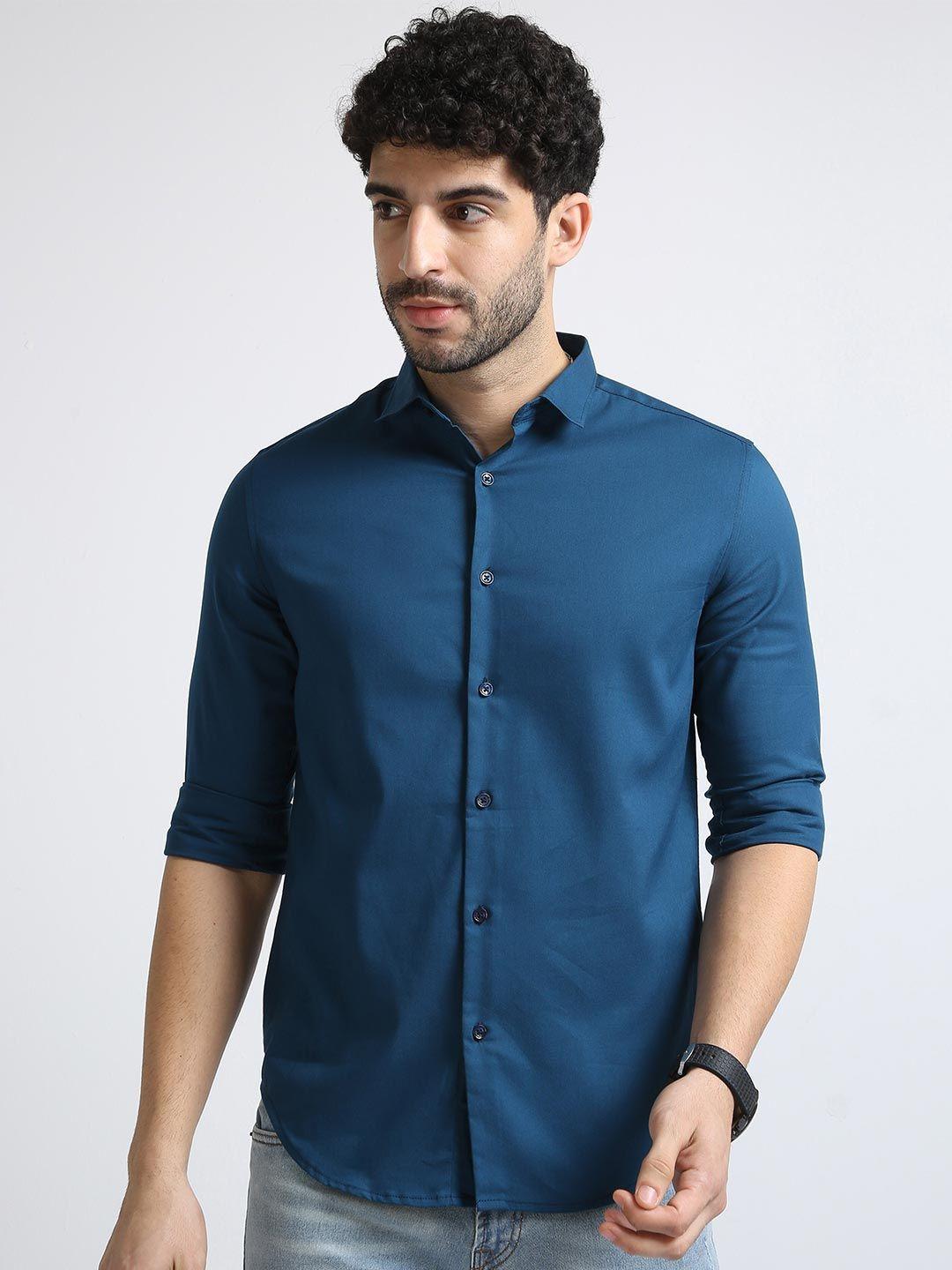 badmaash spread collar slim fit cotton casual shirt