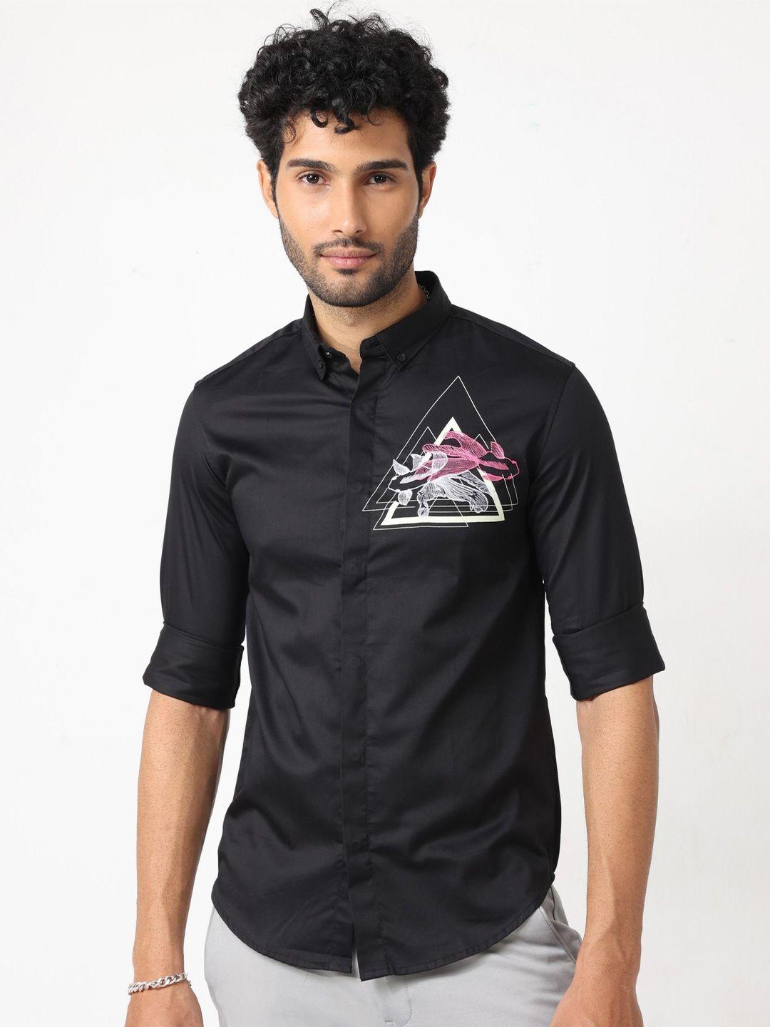 badmaash spread collar slim fit cotton casual shirt