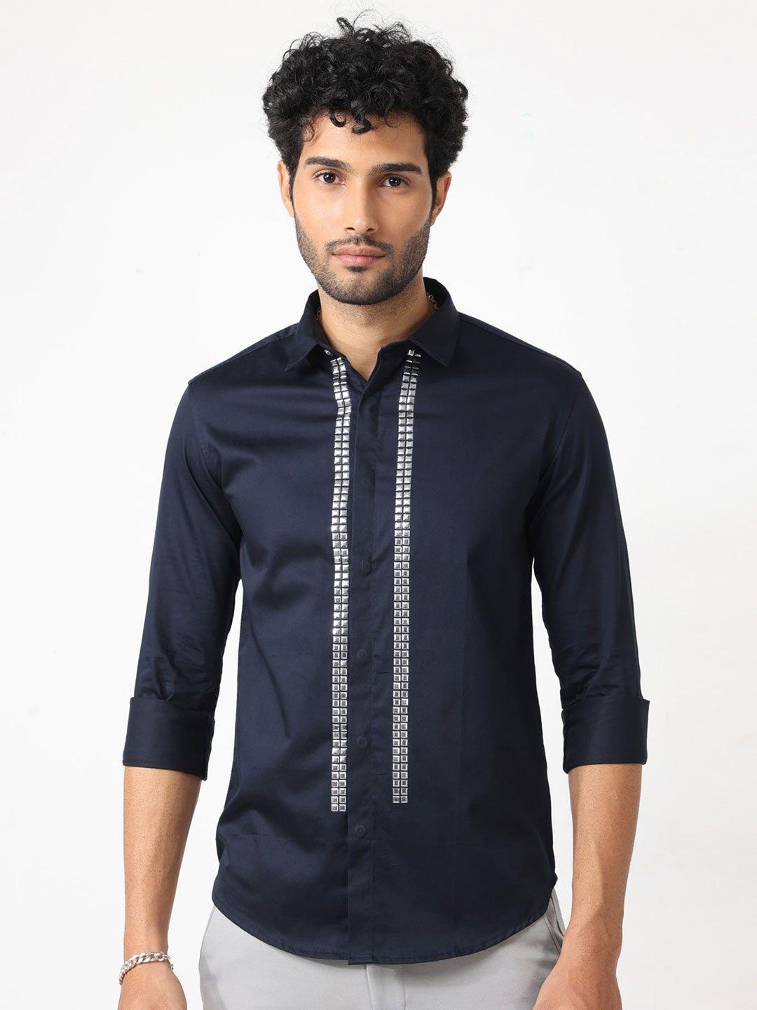 badmaash spread collar slim fit cotton casual shirt