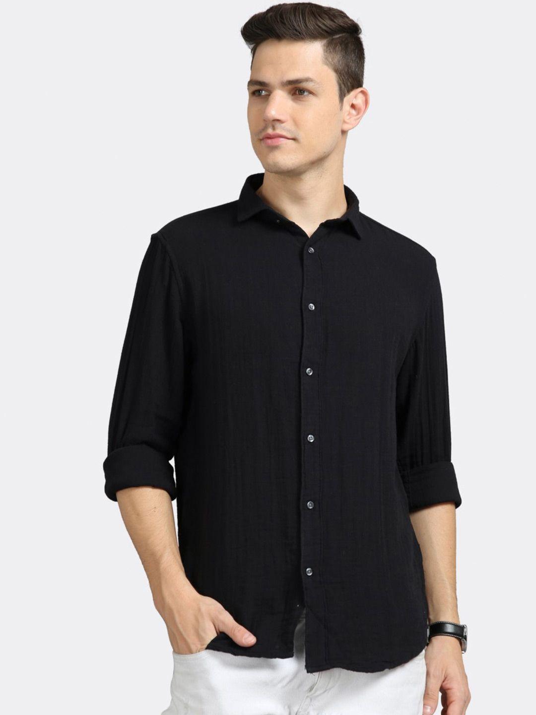 badmaash spread collar slim fit opaque cotton casual shirt