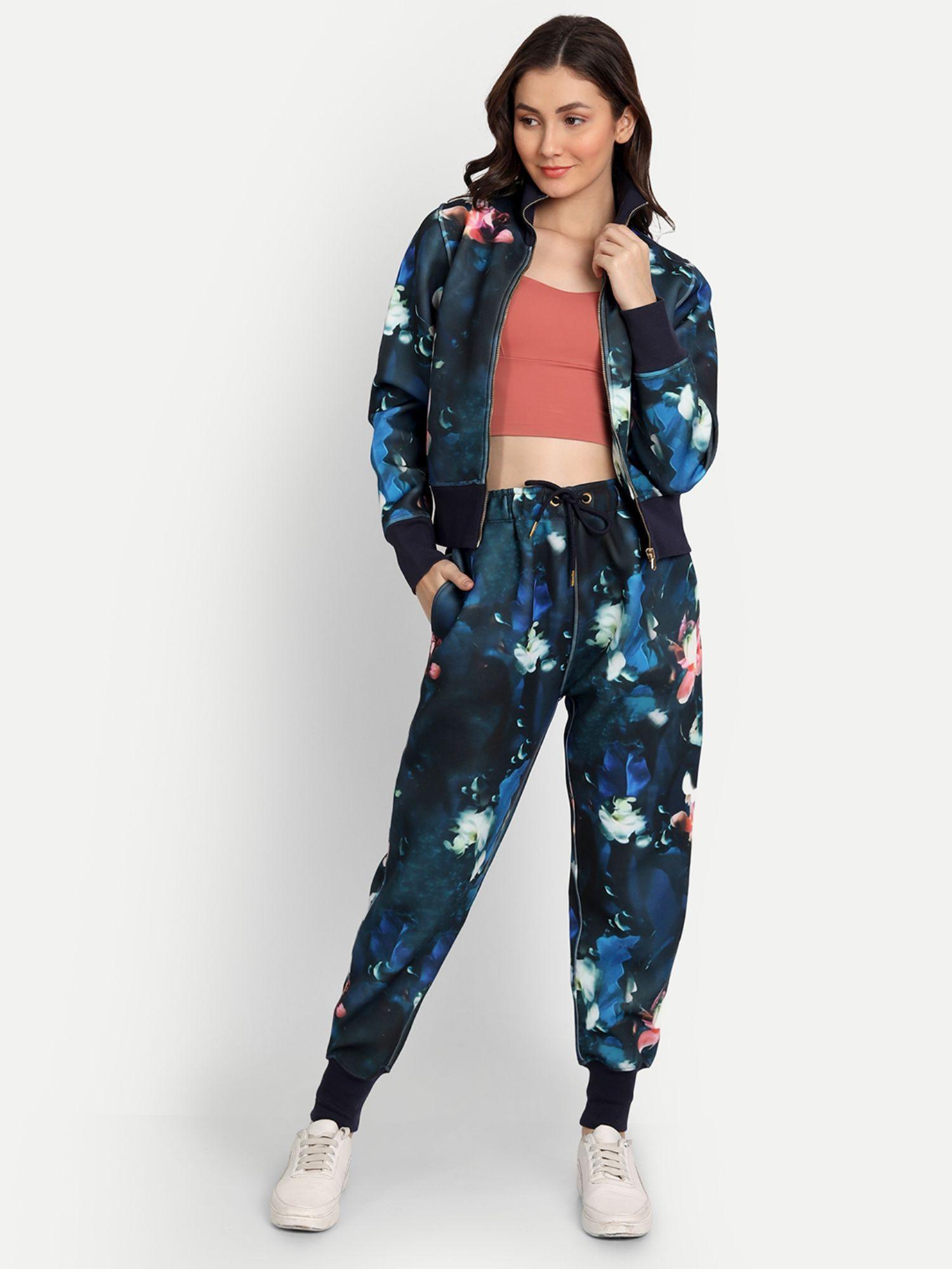 bae blue floral print scuba jogger (set of 2)