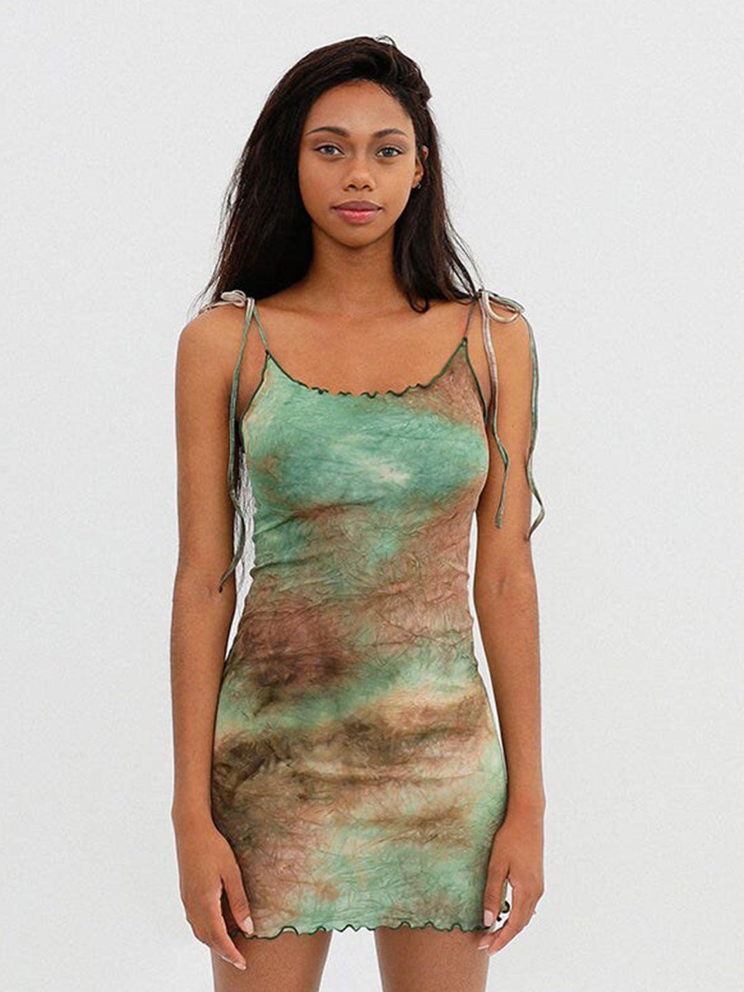 baesd abstract printed shoulder strap dress