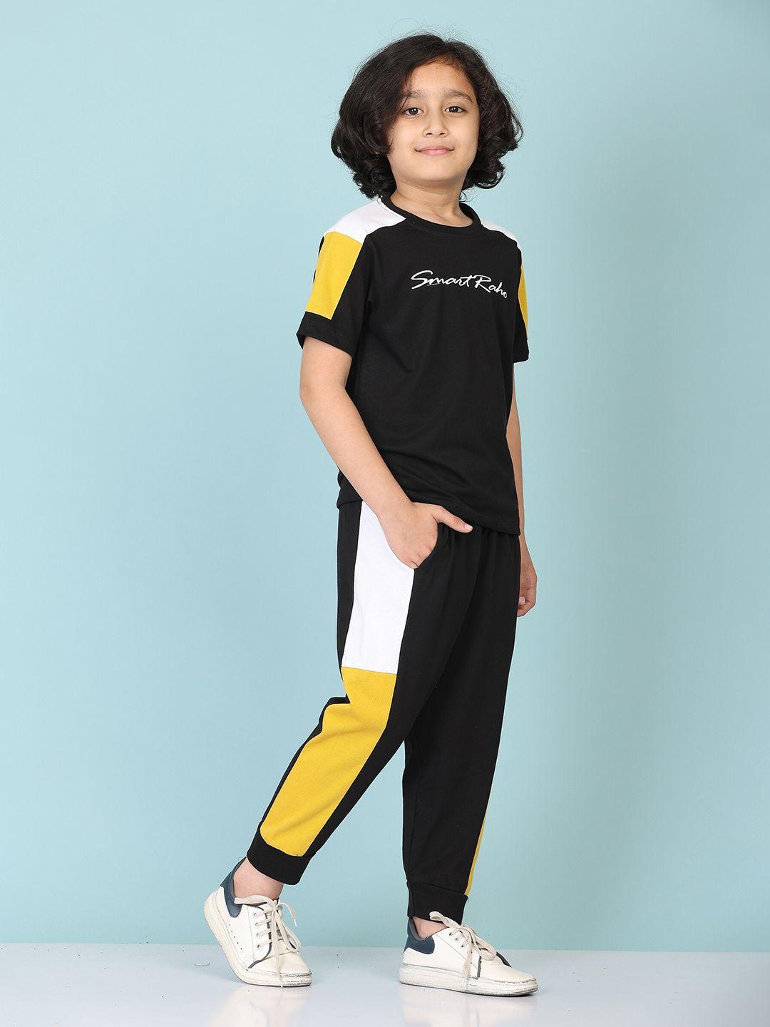 baesd boys black & white colourblocked t-shirt with trousers