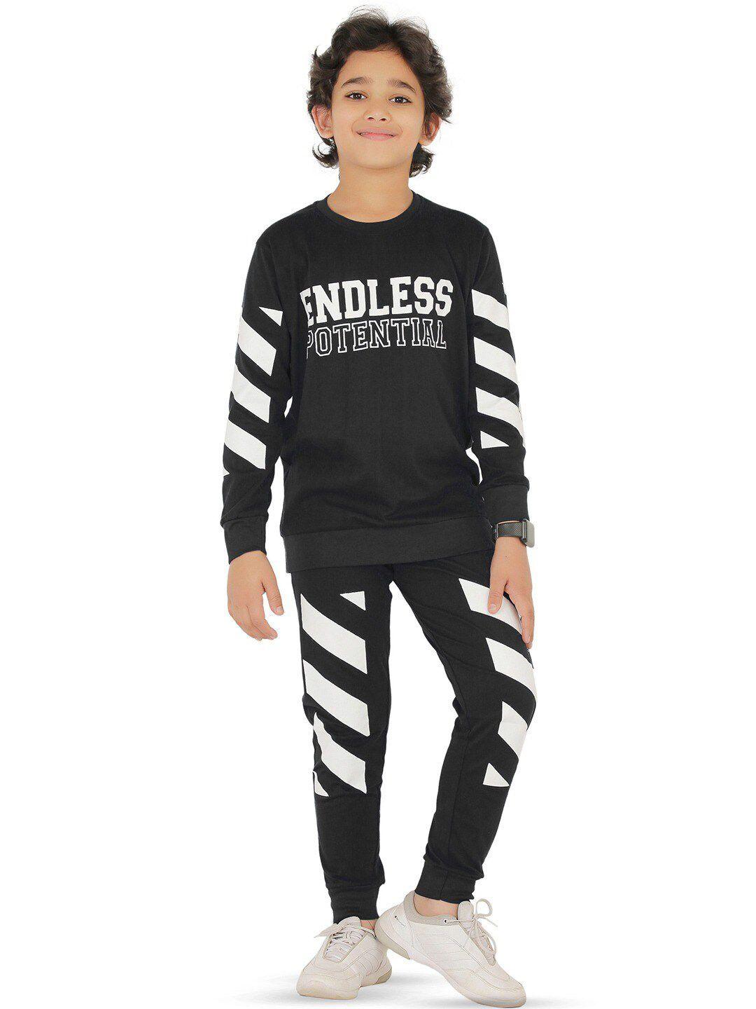 baesd boys black & white printed t-shirt with trousers