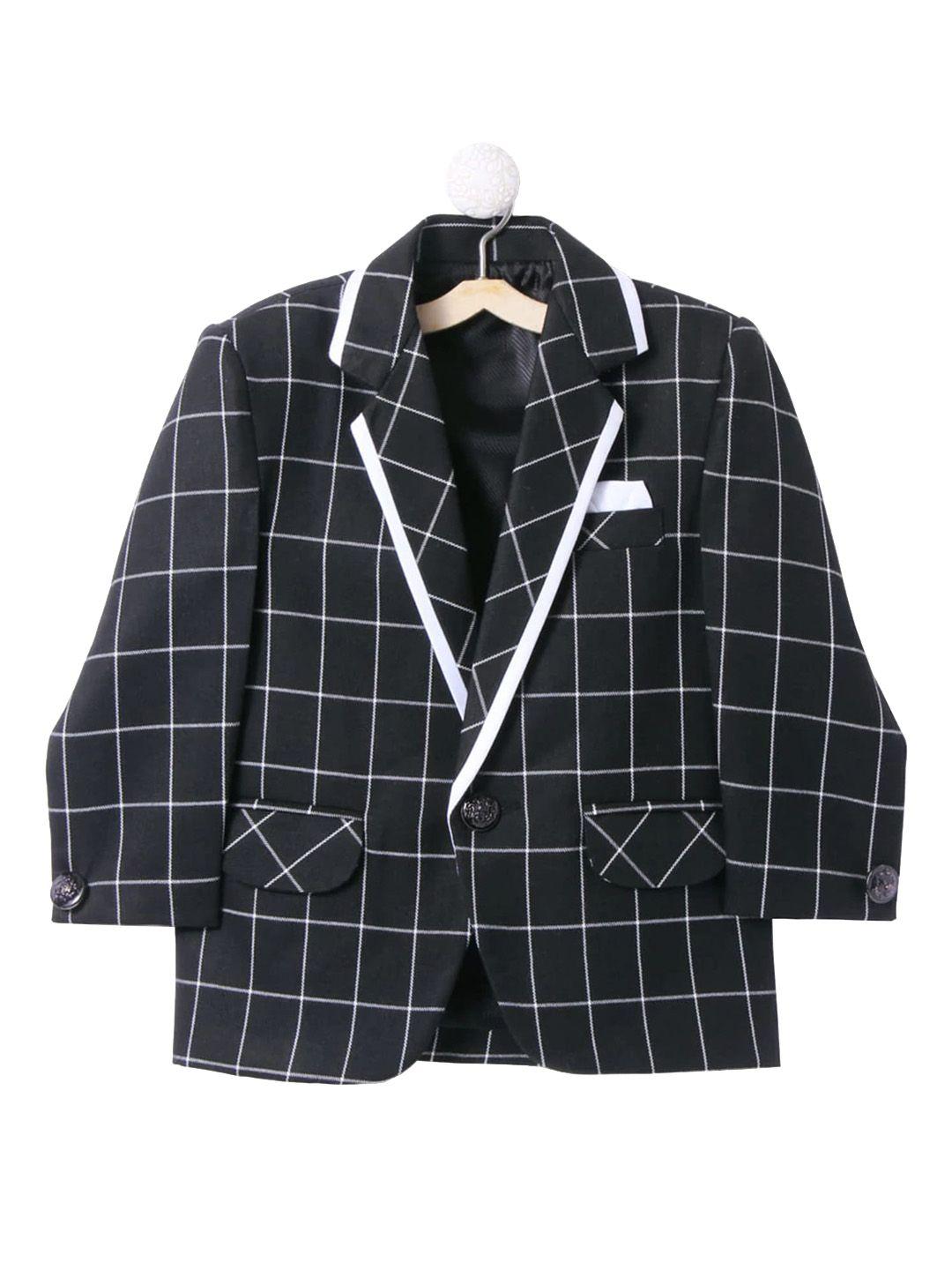 baesd boys checked notched lapel collar single breasted party blazer