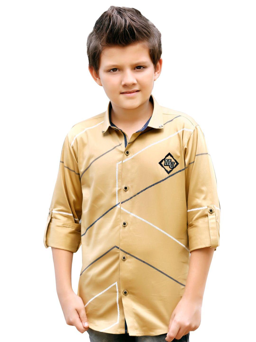 baesd boys classic spread collar long roll-up sleeves  casual cotton shirt