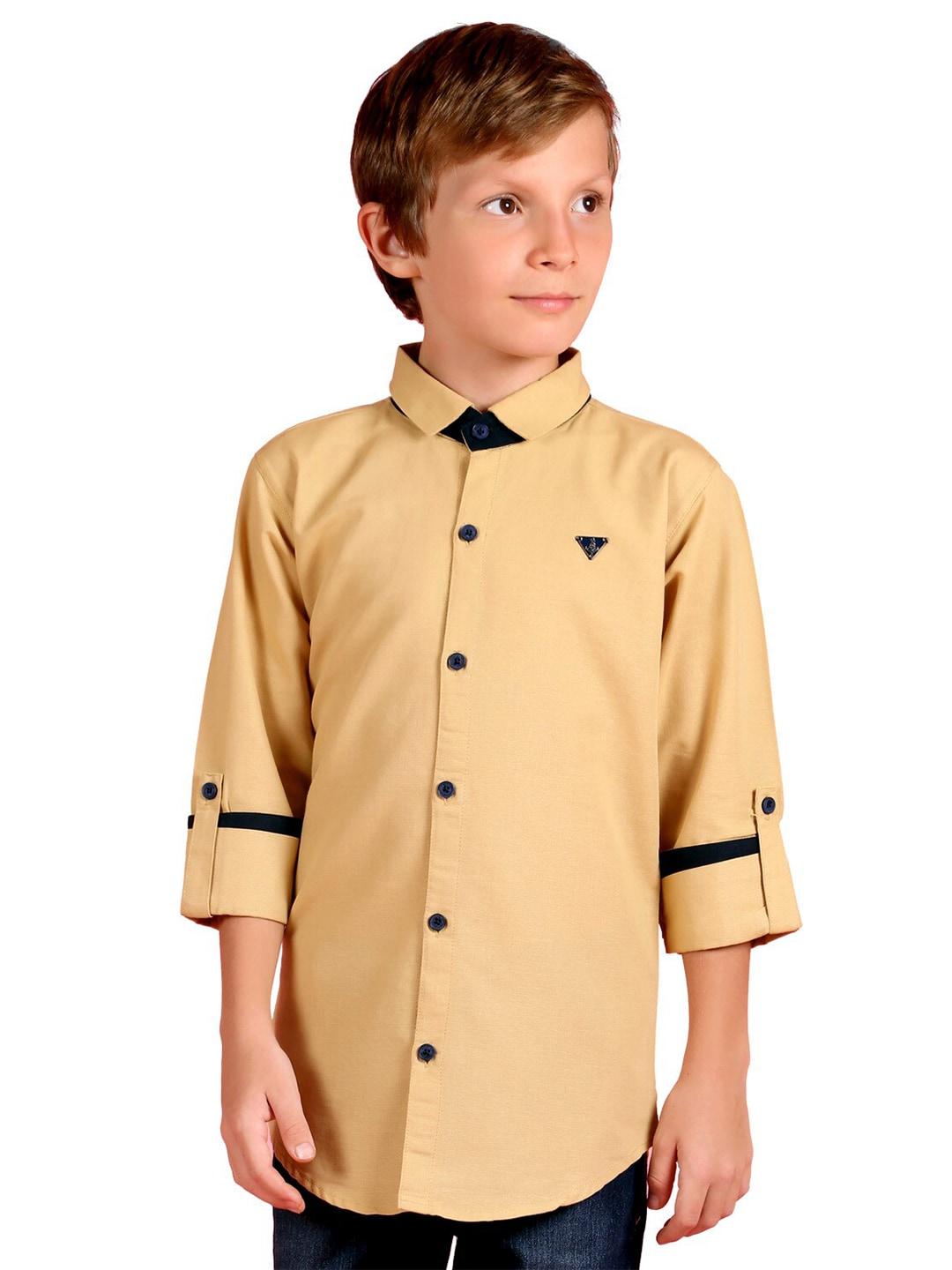 baesd boys classic spread collar long sleeves cotton casual shirt