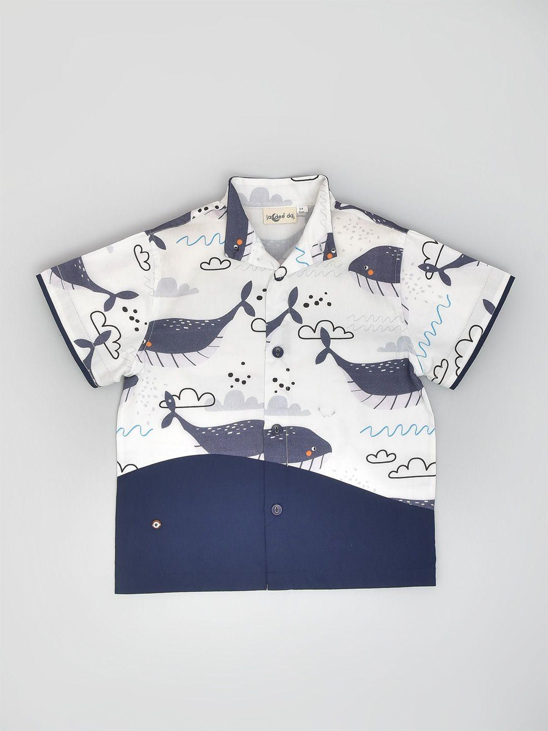 baesd boys conversational printed pure cotton casual shirt