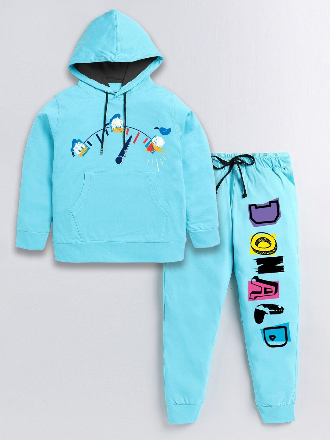 baesd boys donald duck printed hooded pure cotton t-shirt with trousers