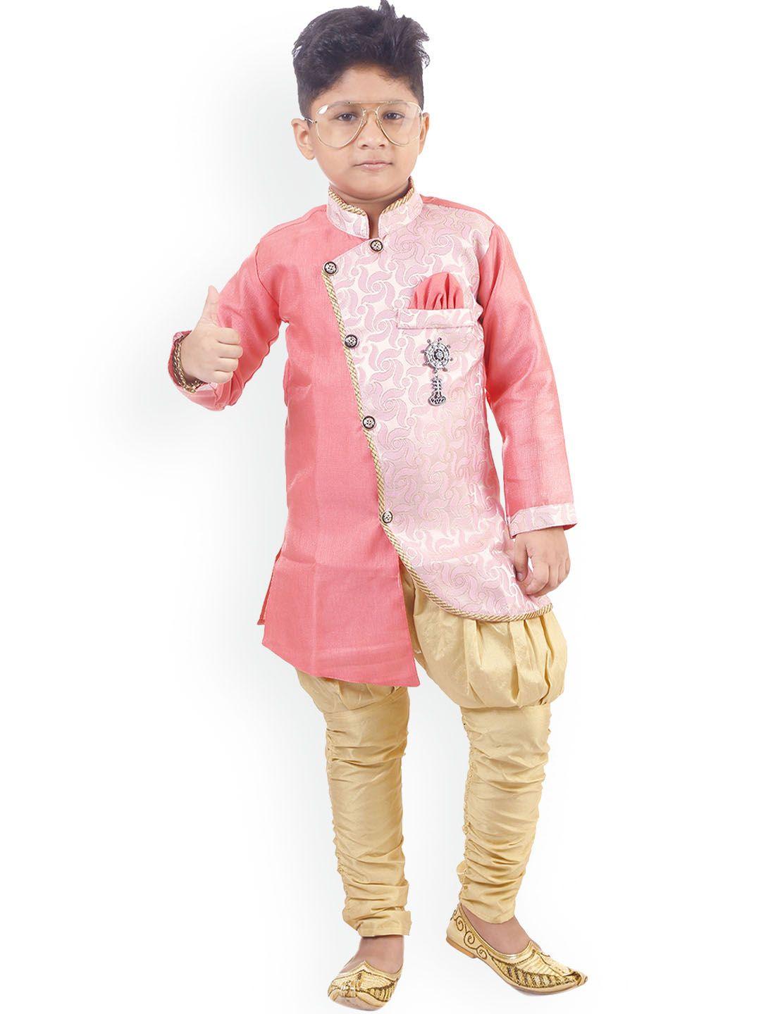 baesd boys ethnic motifs woven design angrakha sherwani with jodhpuri pants