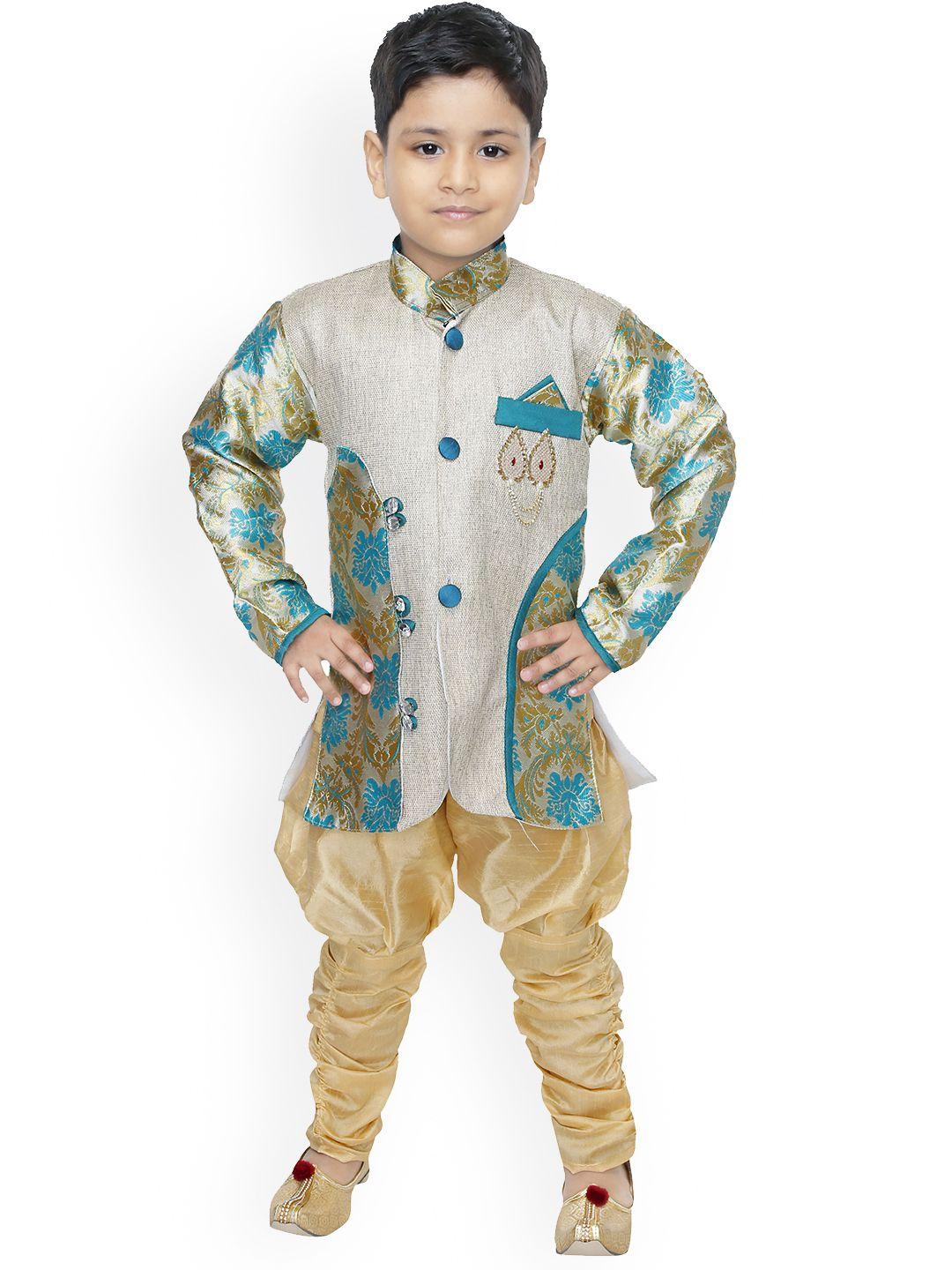baesd boys ethnic motifs woven design sherwani with jodhpuri pants