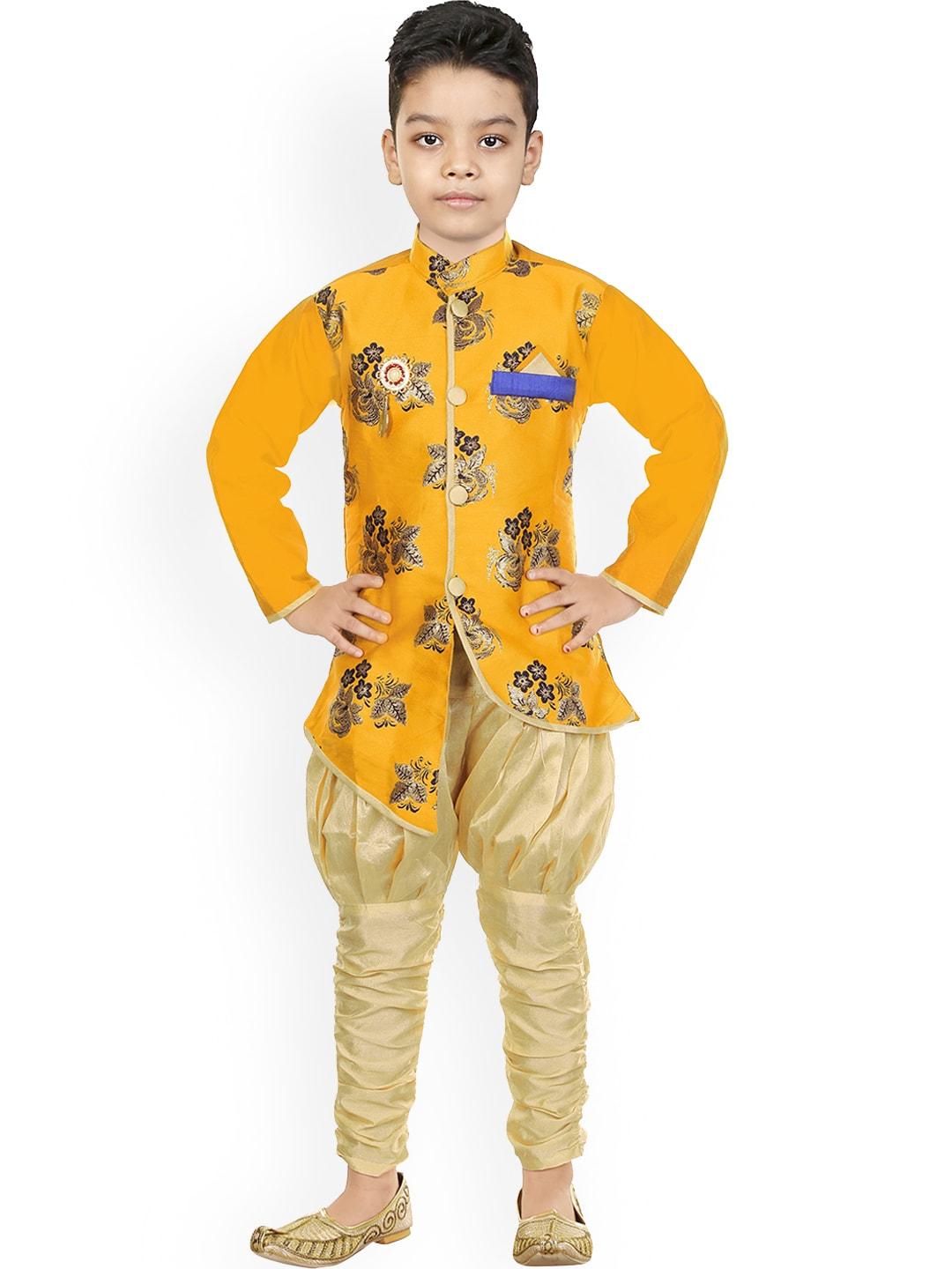 baesd boys floral embroidered mandarin collar sherwani with jodhpuri pants