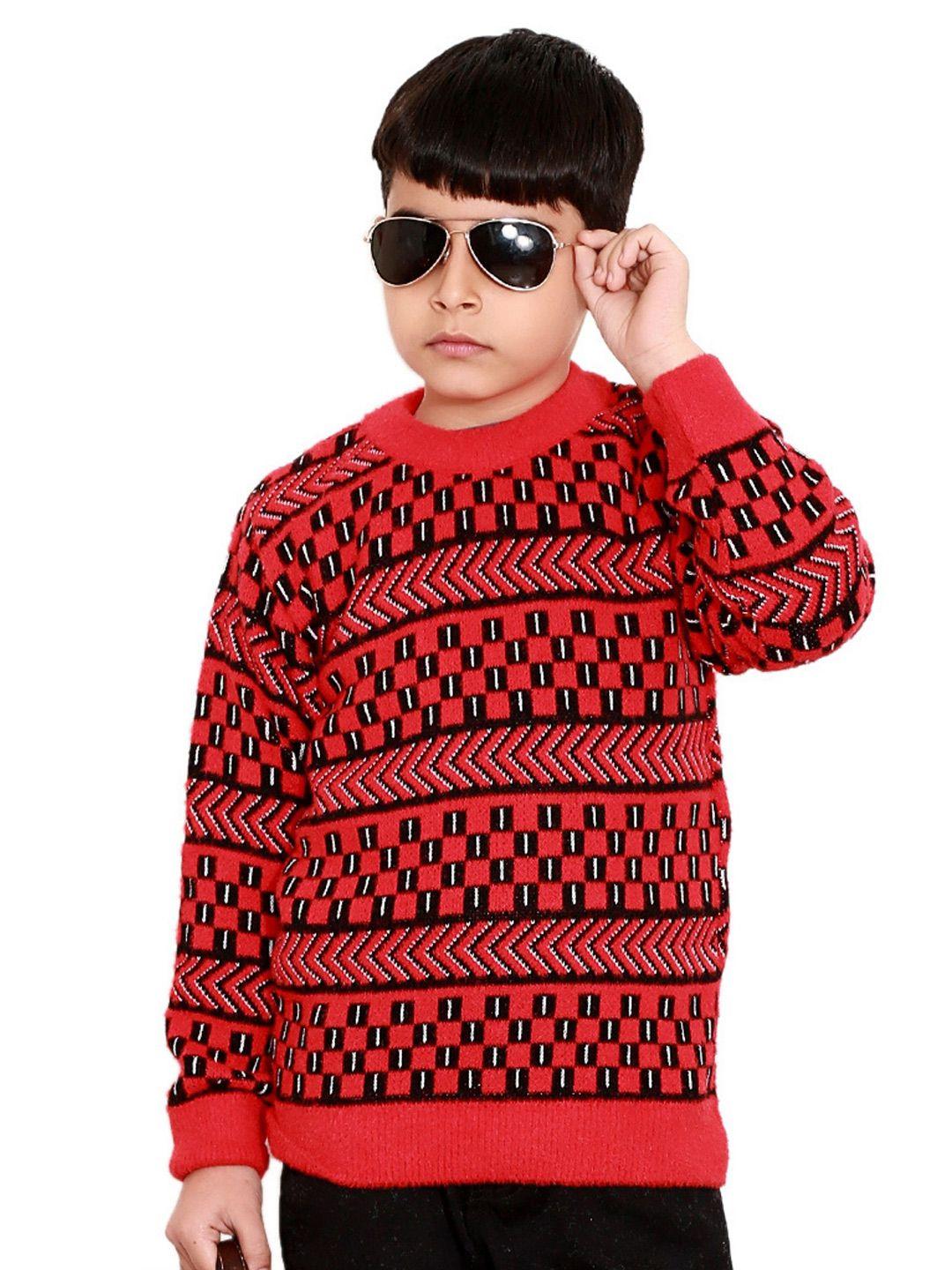 baesd boys geometric printed round neck long sleeves acrylic pullover sweater