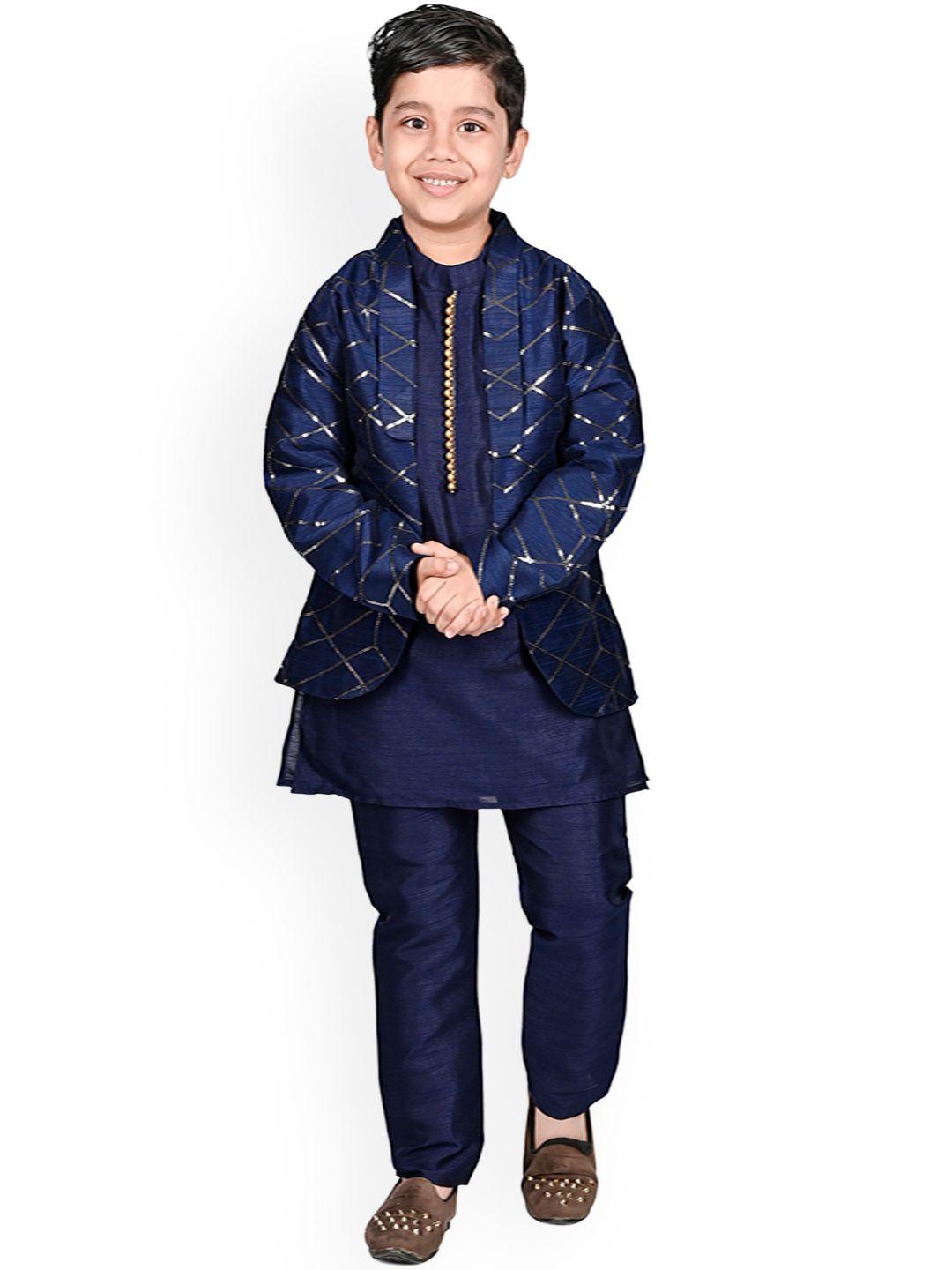 baesd boys geometric woven design sherwani with kurta & pyjama
