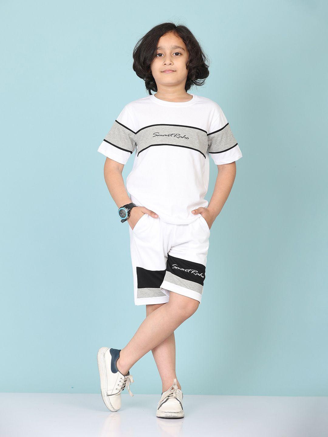 baesd boys grey & white t-shirt with shorts