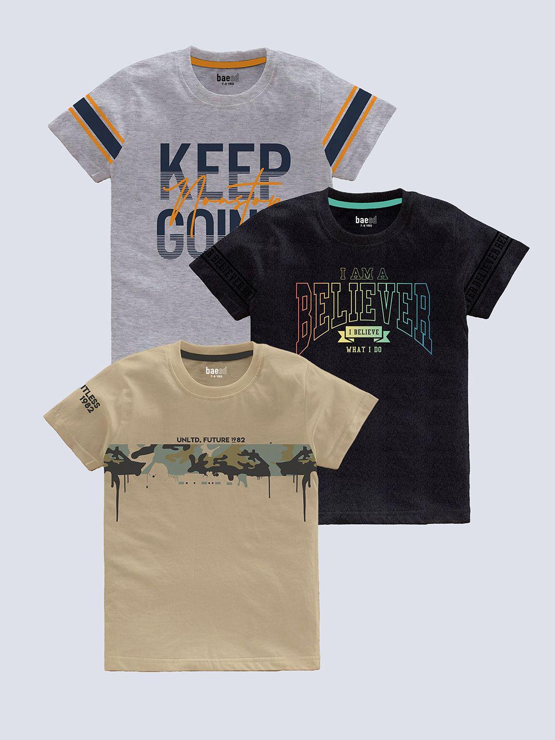 baesd boys multicoloured typography 3 printed pockets t-shirt