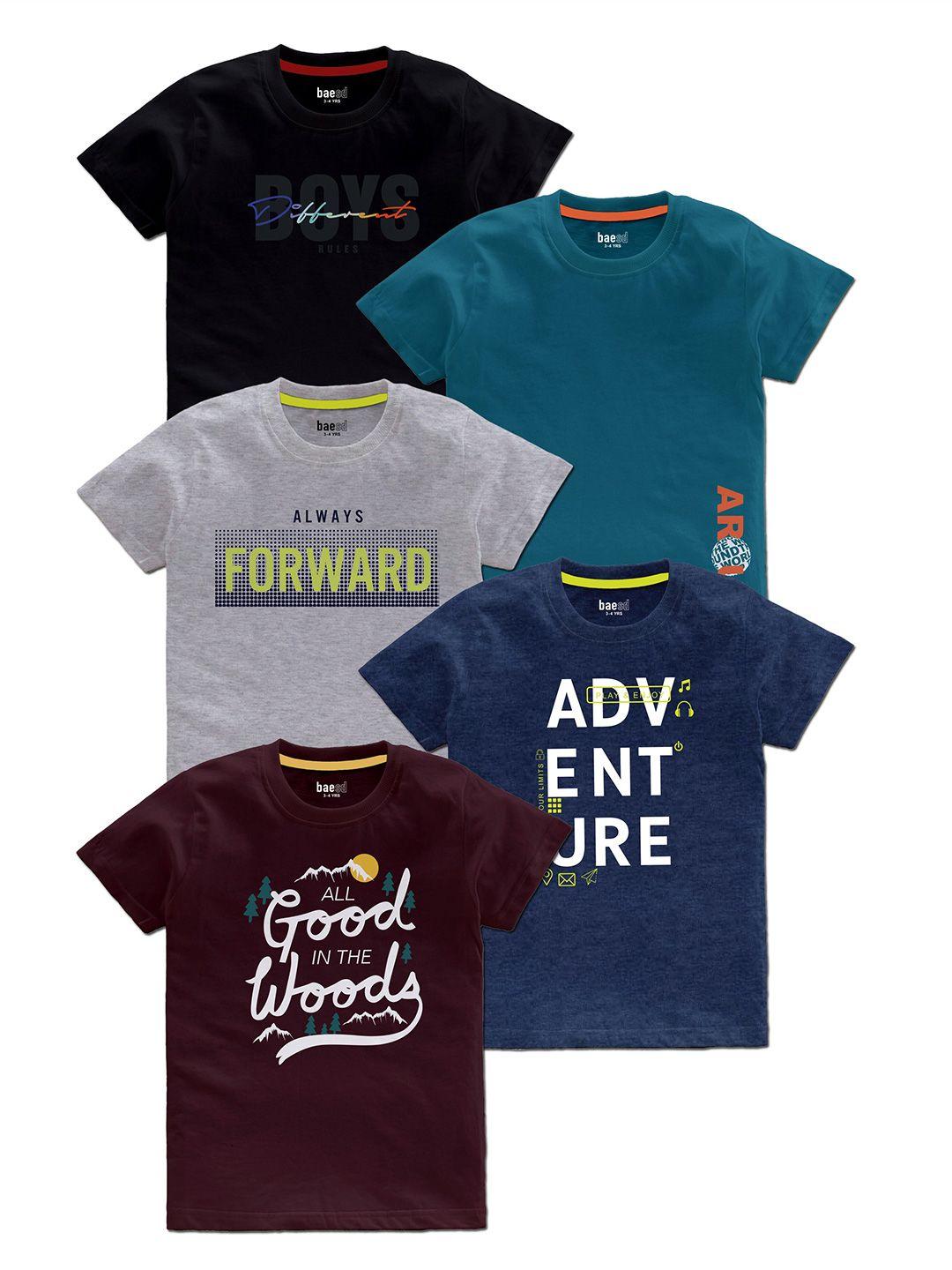 baesd boys multicoloured typography 5 printed t-shirt