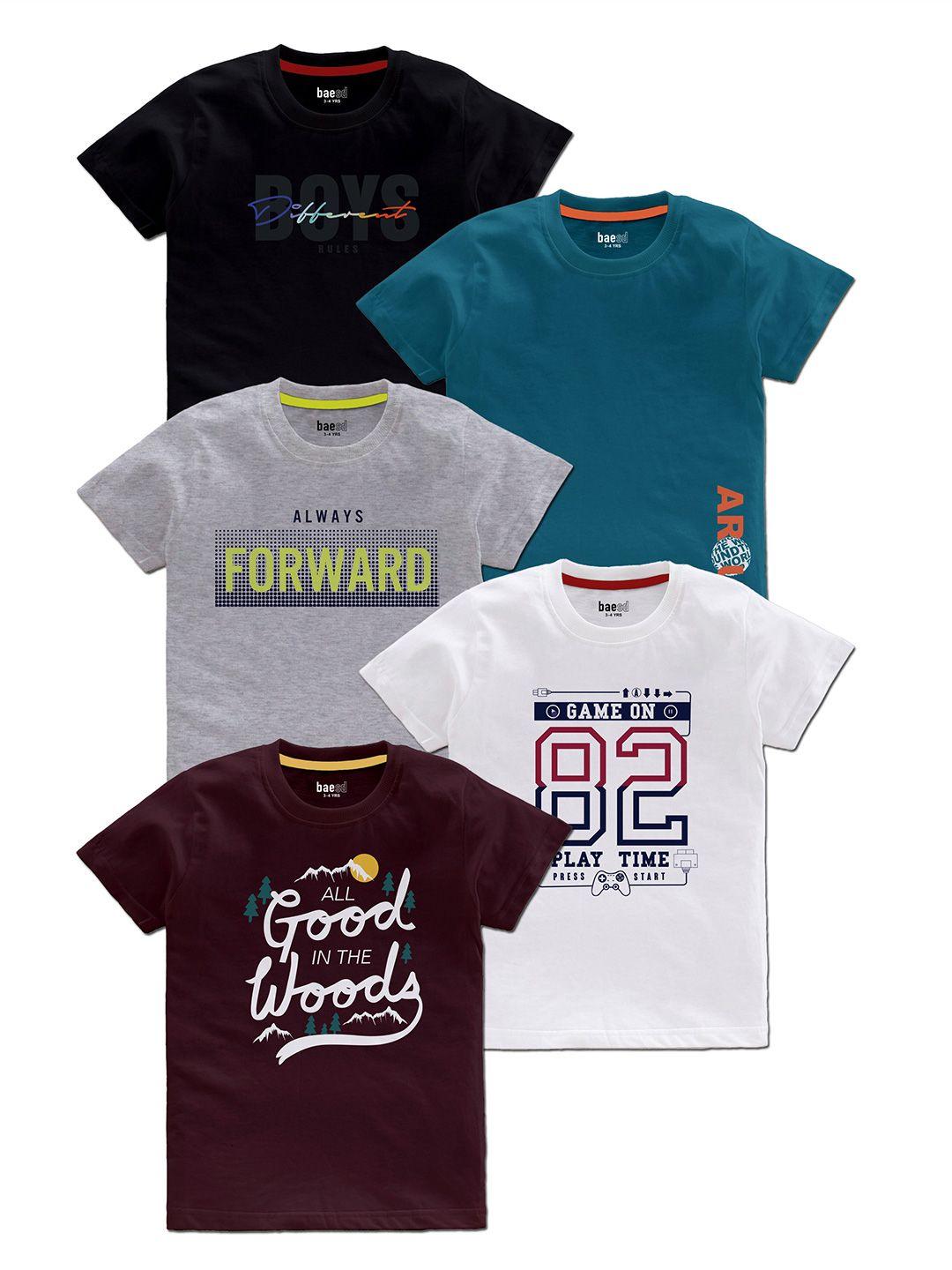 baesd boys multicoloured typography 5 printed t-shirt